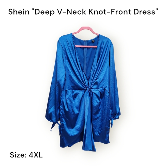 SHEIN Dresses & Skirts - BNWOT Shein Deep V-Neck Tied Mini-dress